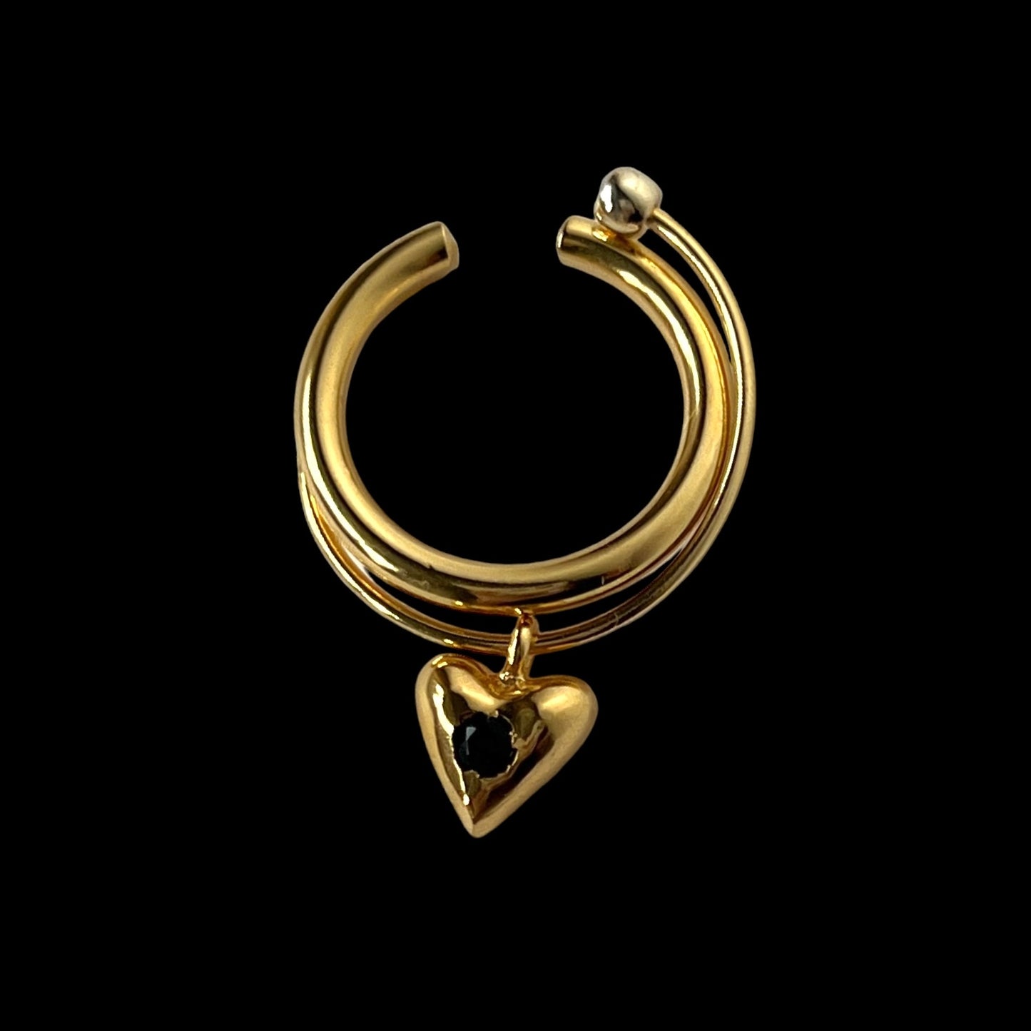 [ black spinel ] heart motif ring gold