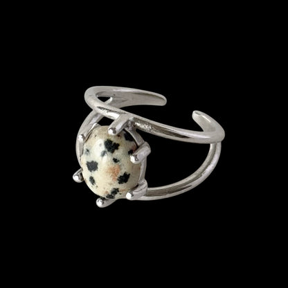 [ dalmatian jasper ] double silver [ free size ]