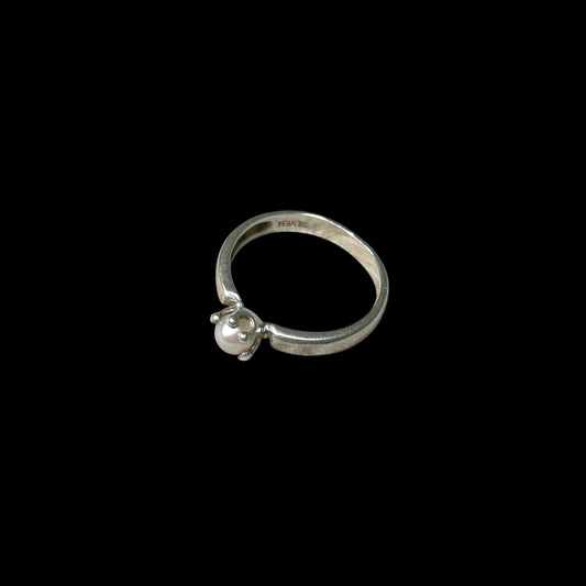 Blue tinged pearl ring