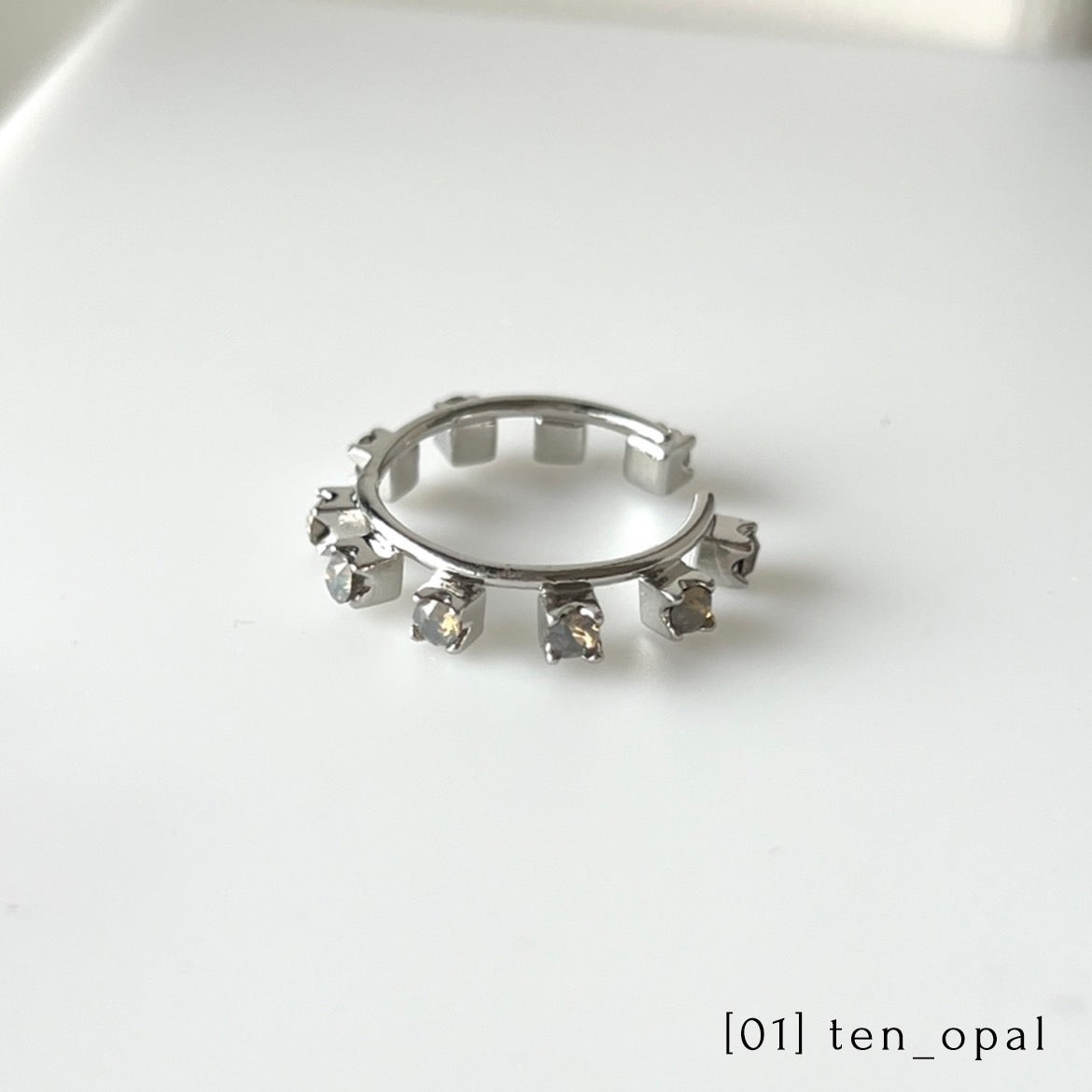 01. [ opal ] gem TEN stones silver [ free size ]