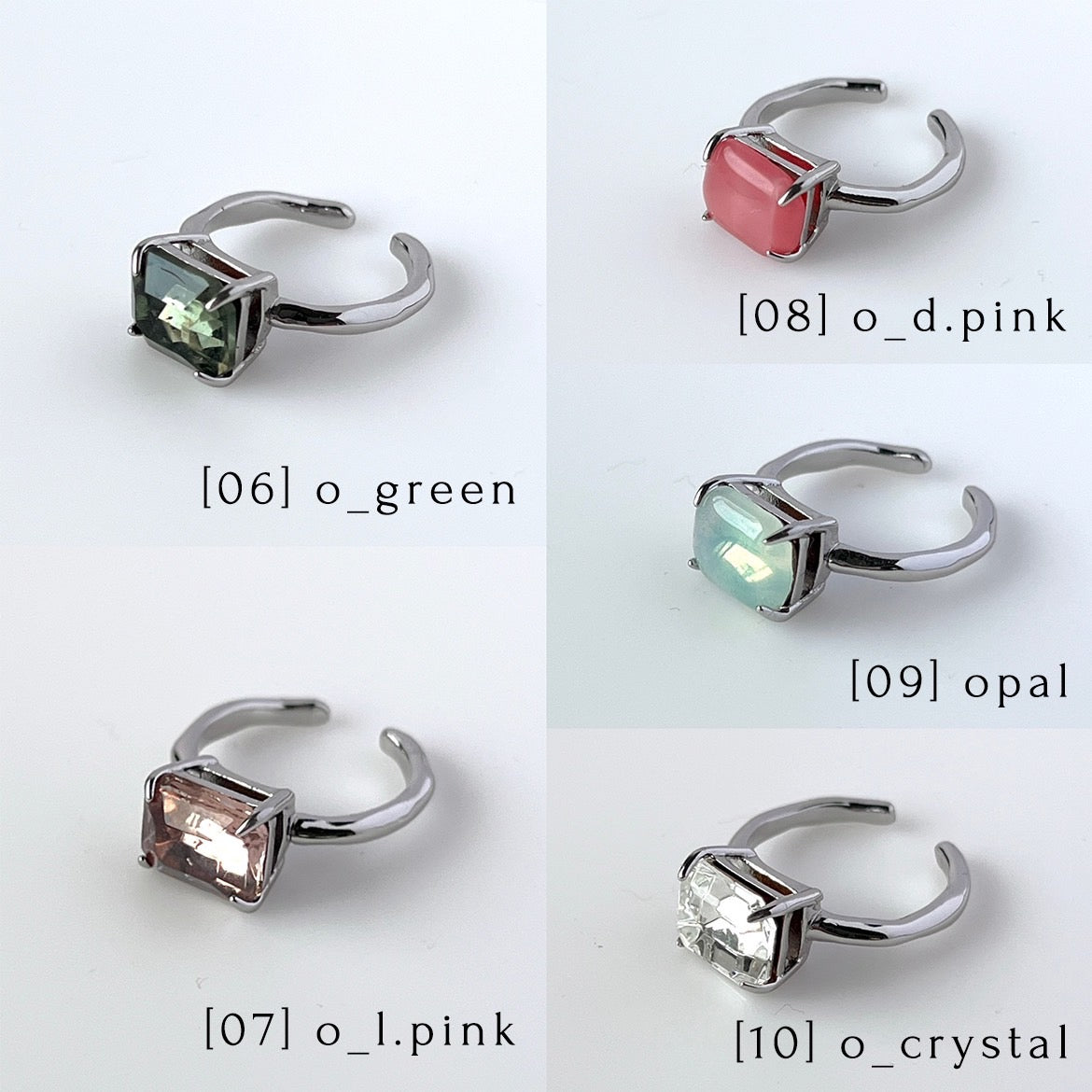 08. [ dark pink ] gem OCTAGON silver [free size]