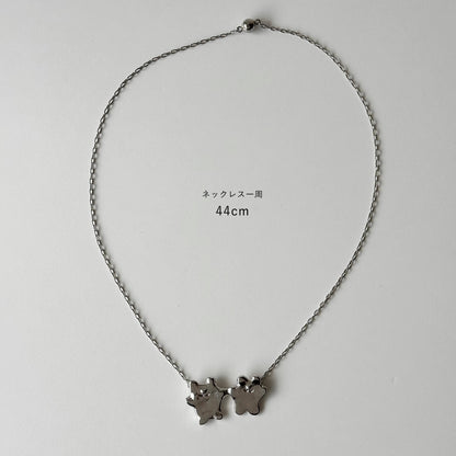 [ silver ] bears necklace