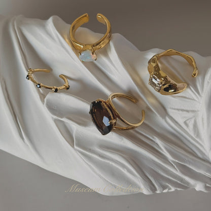 [ crystal shade ]  melt ring  gold  [ free size ]