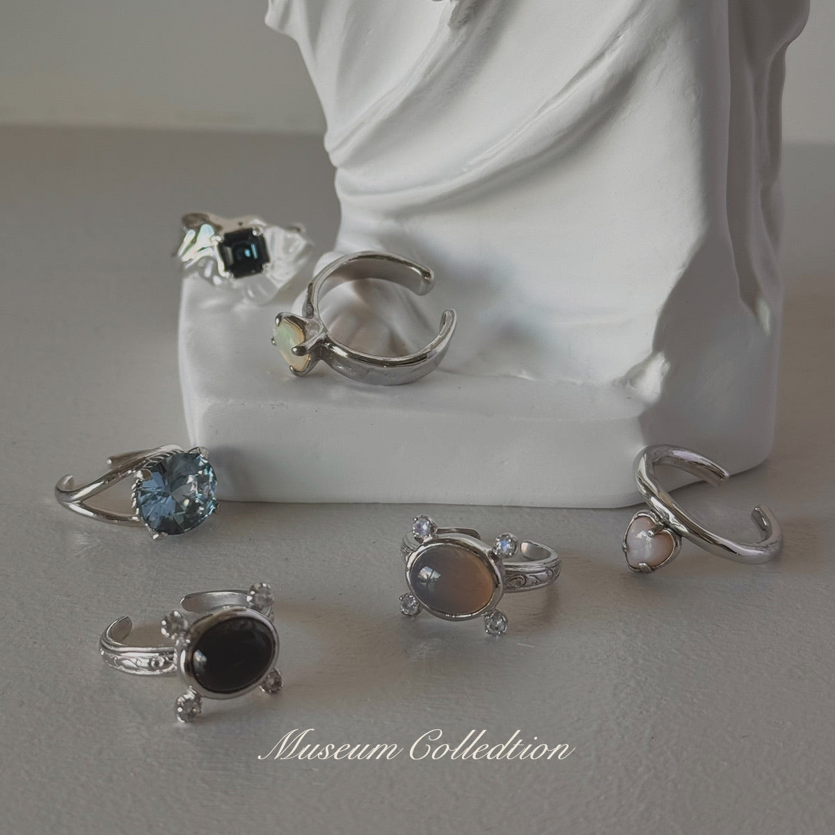 [ smoky quartz ] oval petit silver [ free size ]