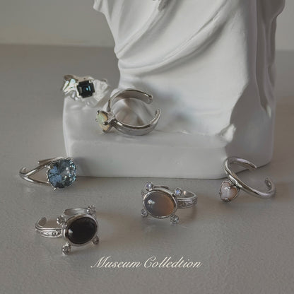 [ smoky quartz ] oval petit silver [ free size ]