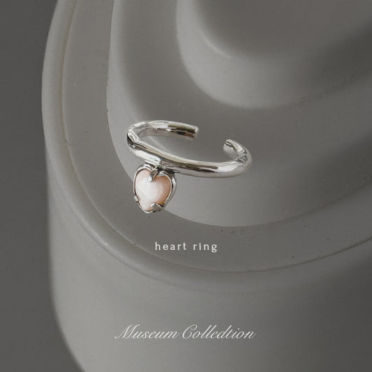 [ pink shell ] um heart ring silver [ free size ]