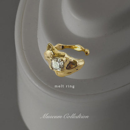 [ crystal shade ]  melt ring  gold  [ free size ]