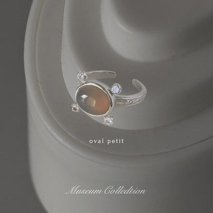 [ gray onyx ] oval petit silver