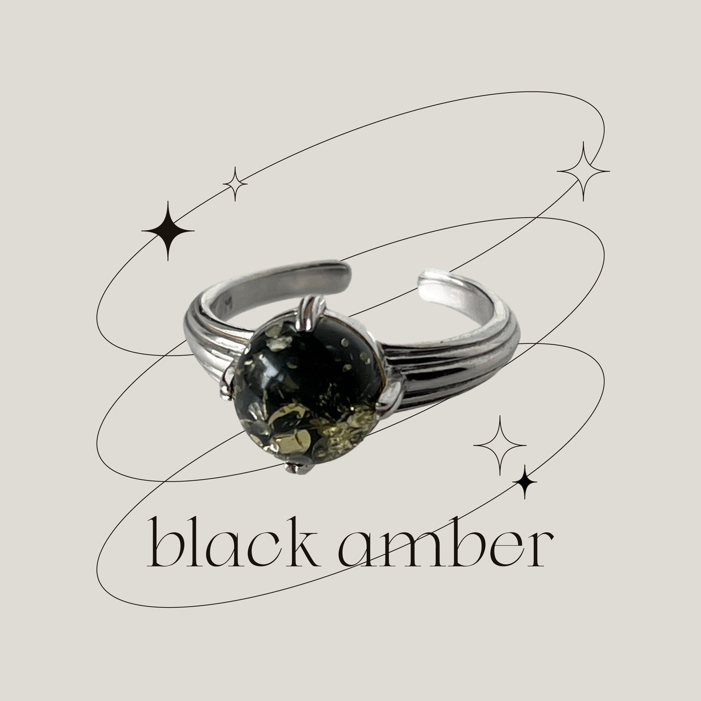 [ black amber ]  croissant silver