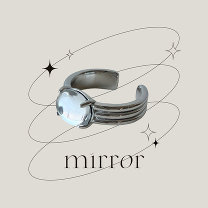 [ mirror glass stone ] trois silver