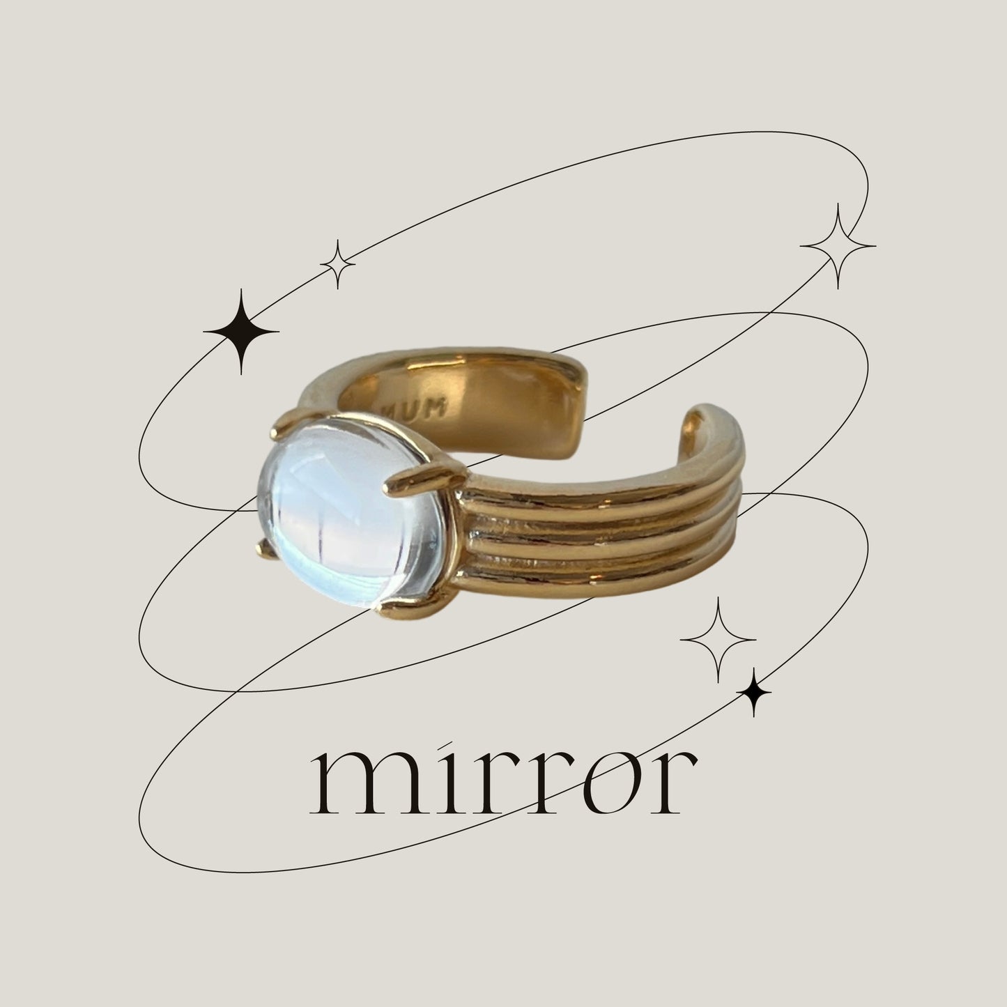 [ mirror glass stone ] trois gold