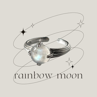 [ rainbow moon stone ] croissant silver