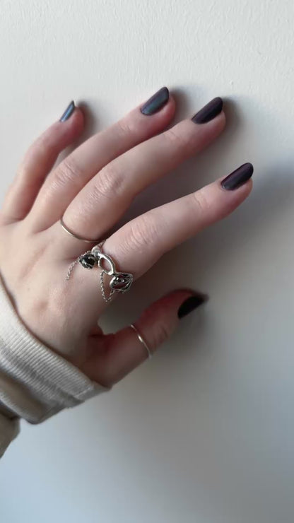 [ labradorite ] nuanced mesh silver [ free size ]