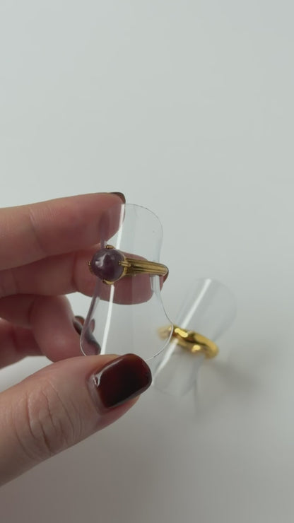 【2 rings set】[ lepidolite ] croissant gold & [ mint ] nuanced pinky ring [ gold ]