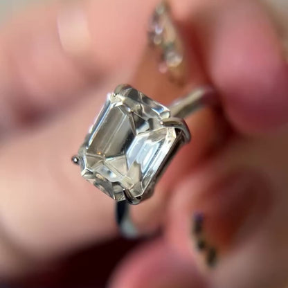 10. [ crystal ] gem OCTAGON silver [ free size ]