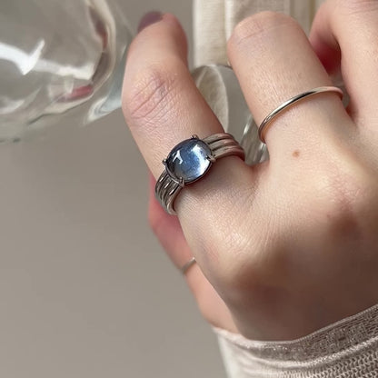 [ pink × blue glass stone ] trois silver
