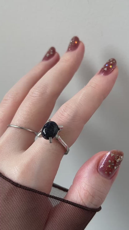 [ blue gold stone ] classic silver [ free size ]