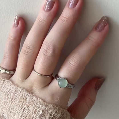 [ green aventurine ] croissant silver