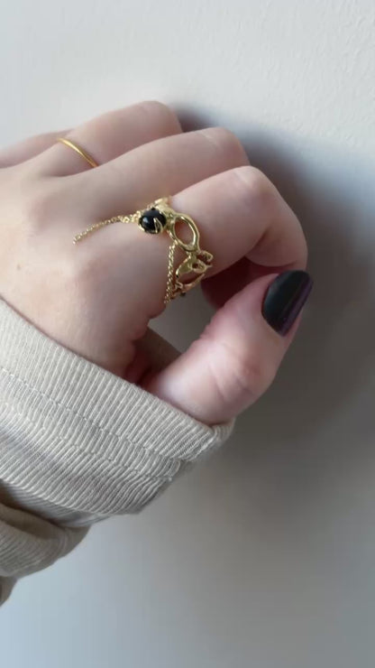 [ labradorite ] nuanced mesh gold [ free size ]