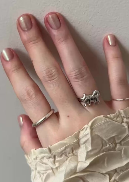 [ silver ] 猫 (歩) pinky ring