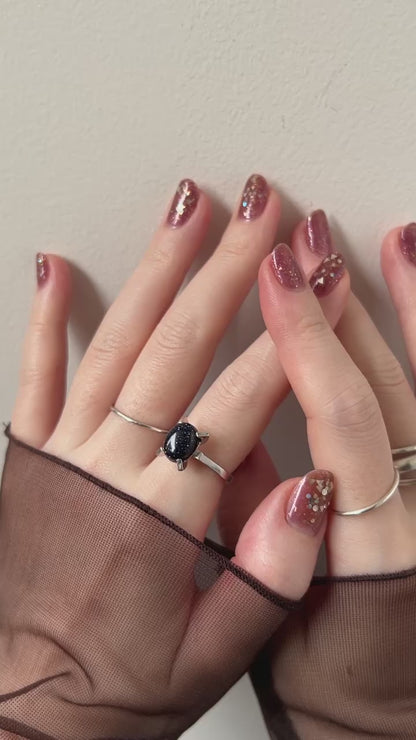 [ blue gold stone ] classic silver [ free size ]