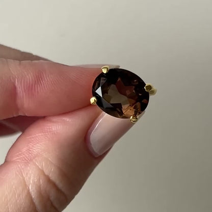 [ smoky quartz ] GEM ear cuff gold [ free size ]