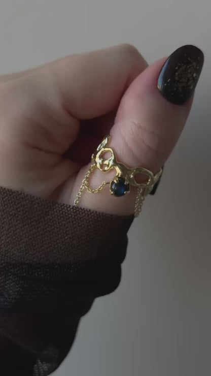 [ labradorite ] nuanced mesh gold [ free size ]