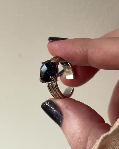 [ blue gold stone & crystal (multi-faceted) ] trois silver