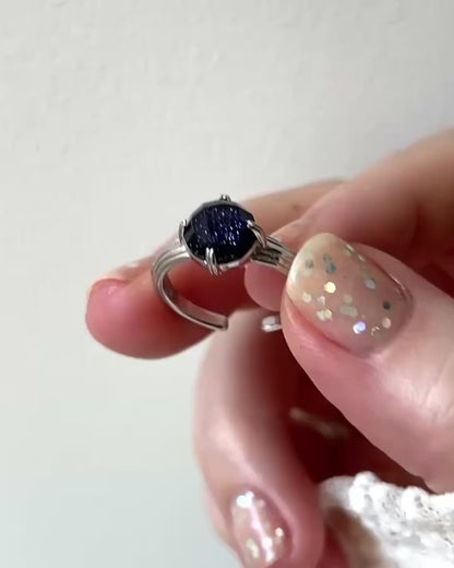 [ blue gold stone (multi-faceted) ] croissant silver