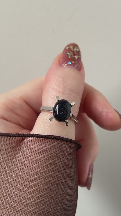 [ blue gold stone ] classic silver [ free size ]