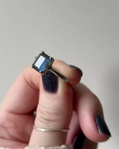 [ labradorite ] rectangle faceted cut silver [ free size ]