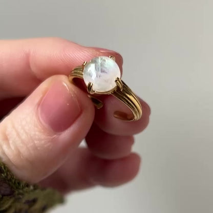 [ rainbow moon stone ] croissant gold