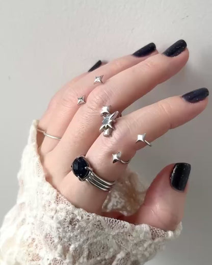 [ blue gold stone & crystal (multi-faceted) ] trois silver