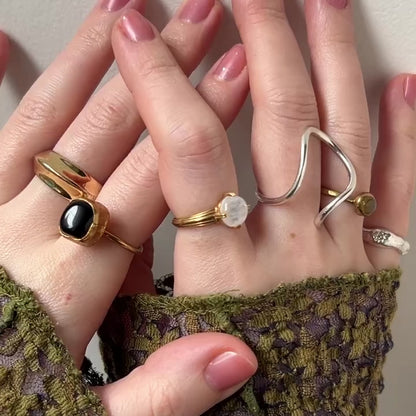 [ rainbow moon stone ] croissant gold