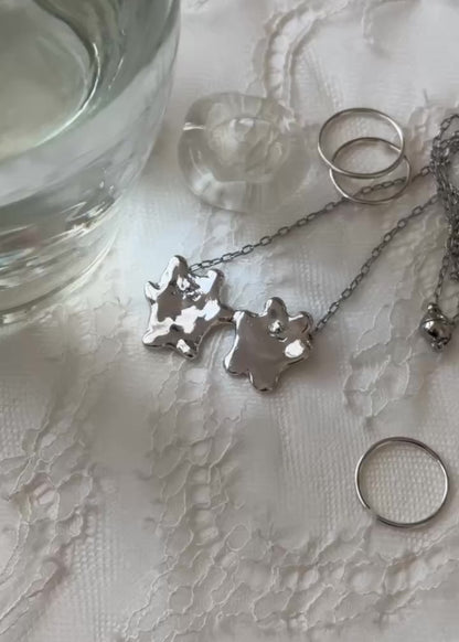 [ silver ] bears necklace