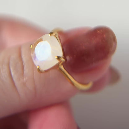 [ moon stone ] square faceted cut gold [ free size ]