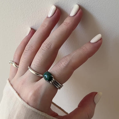 [ moss agate ] trois silver