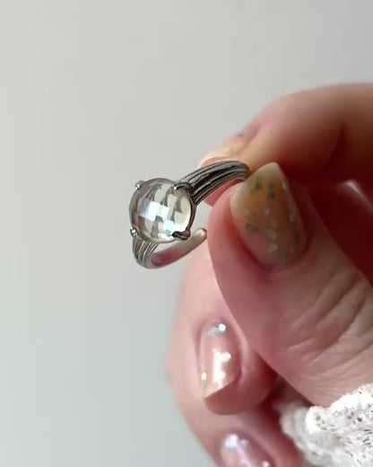 [ green amethyst (multi-faceted) ] croissant silver