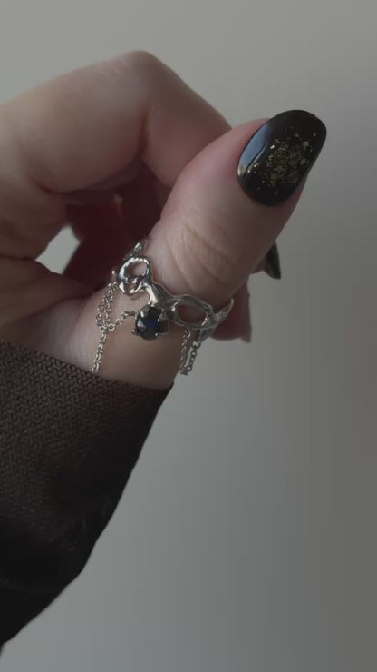 [ labradorite ] nuanced mesh silver [ free size ]