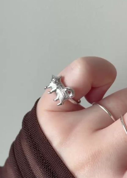 [ silver ] 猫 (寝) pinky ring