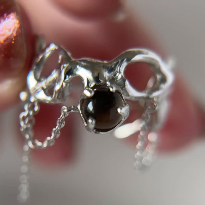 [ smoky quartz ] nuanced mesh silver [ free size ]