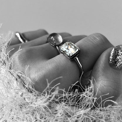 10. [ crystal ] gem OCTAGON silver