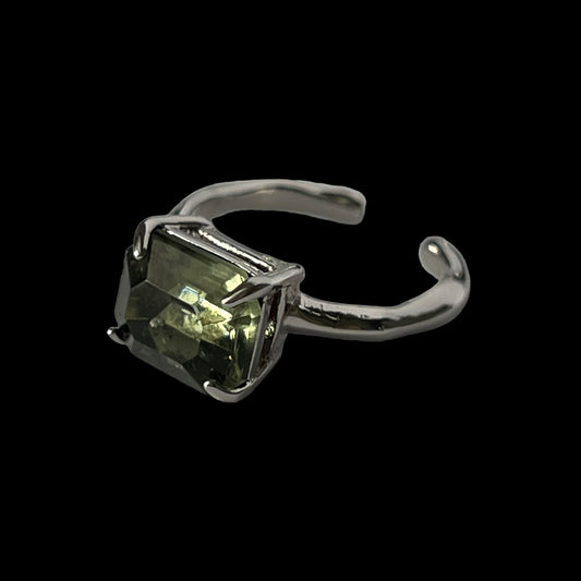 06. [ green ] gem OCTAGON silver [ free size ]