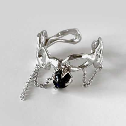 [ labradorite ] nuanced mesh silver [ free size ]