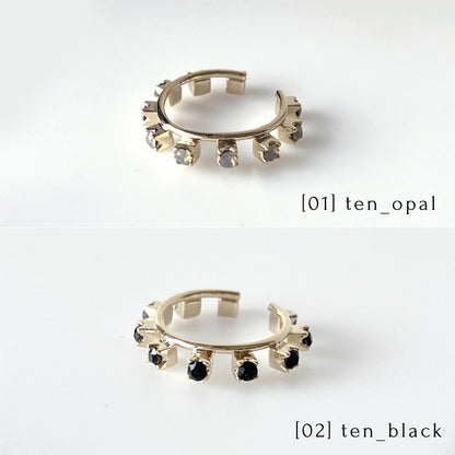 02. [ black ] gem TEN stones gold [ free size ]