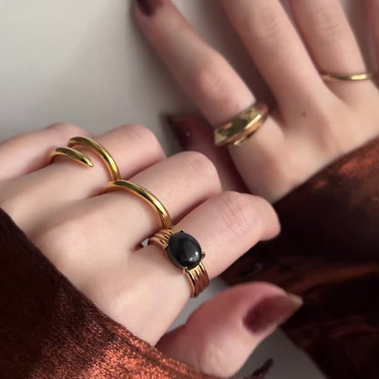 [ blue labradorite ] trois gold