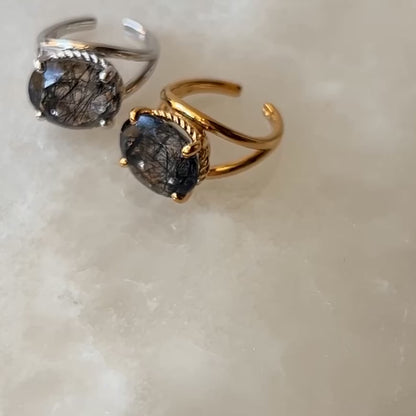 [ tourmaline quartz (dark) ] reine -pinky gold
