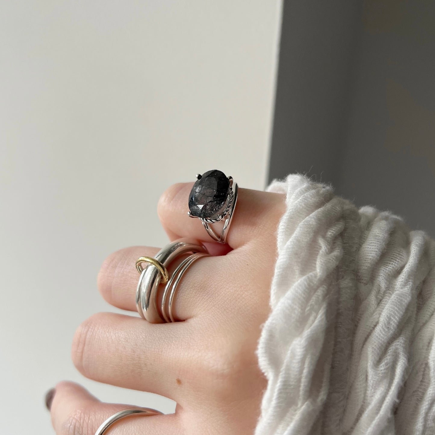 [ tourmaline quartz (dark) ] reine -pinky silver