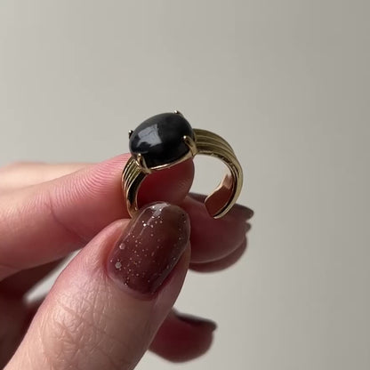 [ blue labradorite ] trois gold