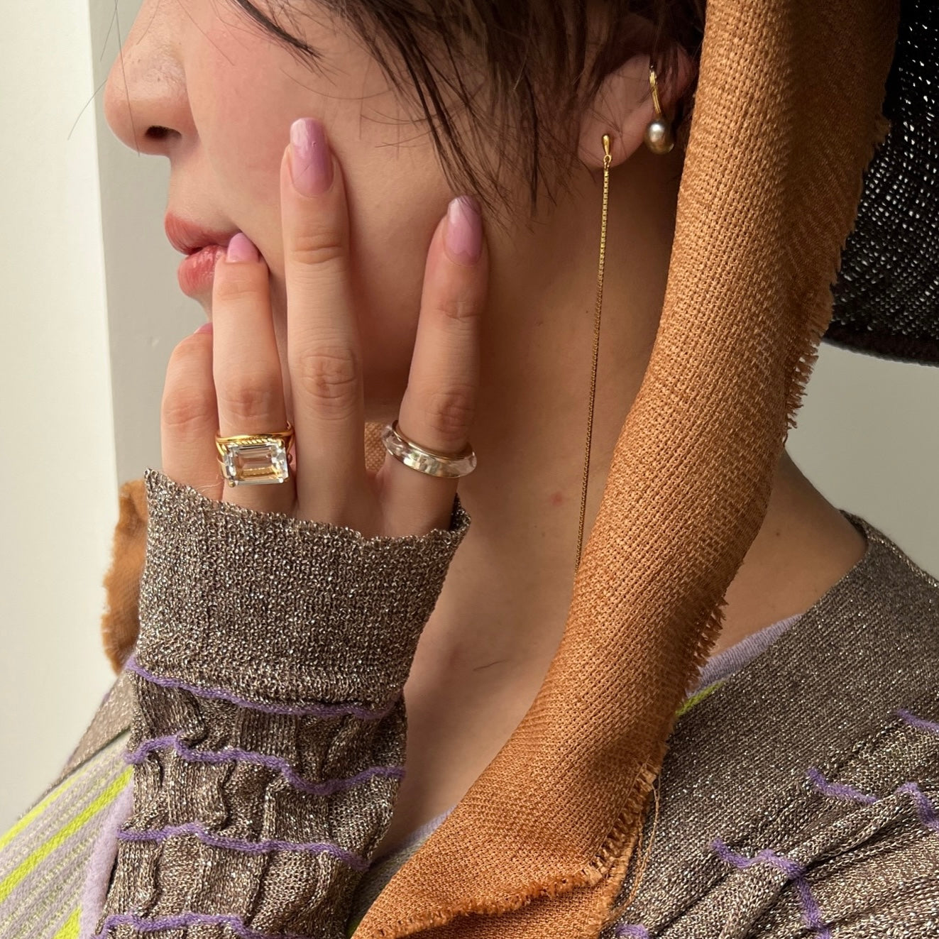 [ gold chain ] long-length piercings